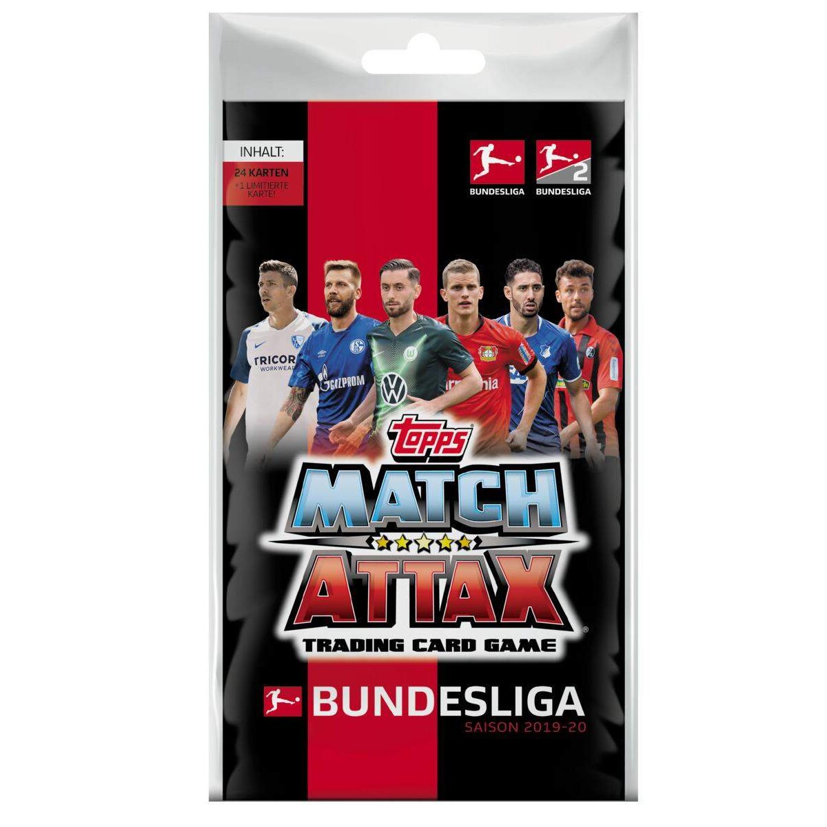 Topps Match Attax Saison 2019/20, Blister mit 24 Basis Karten und einer limitierten Karte