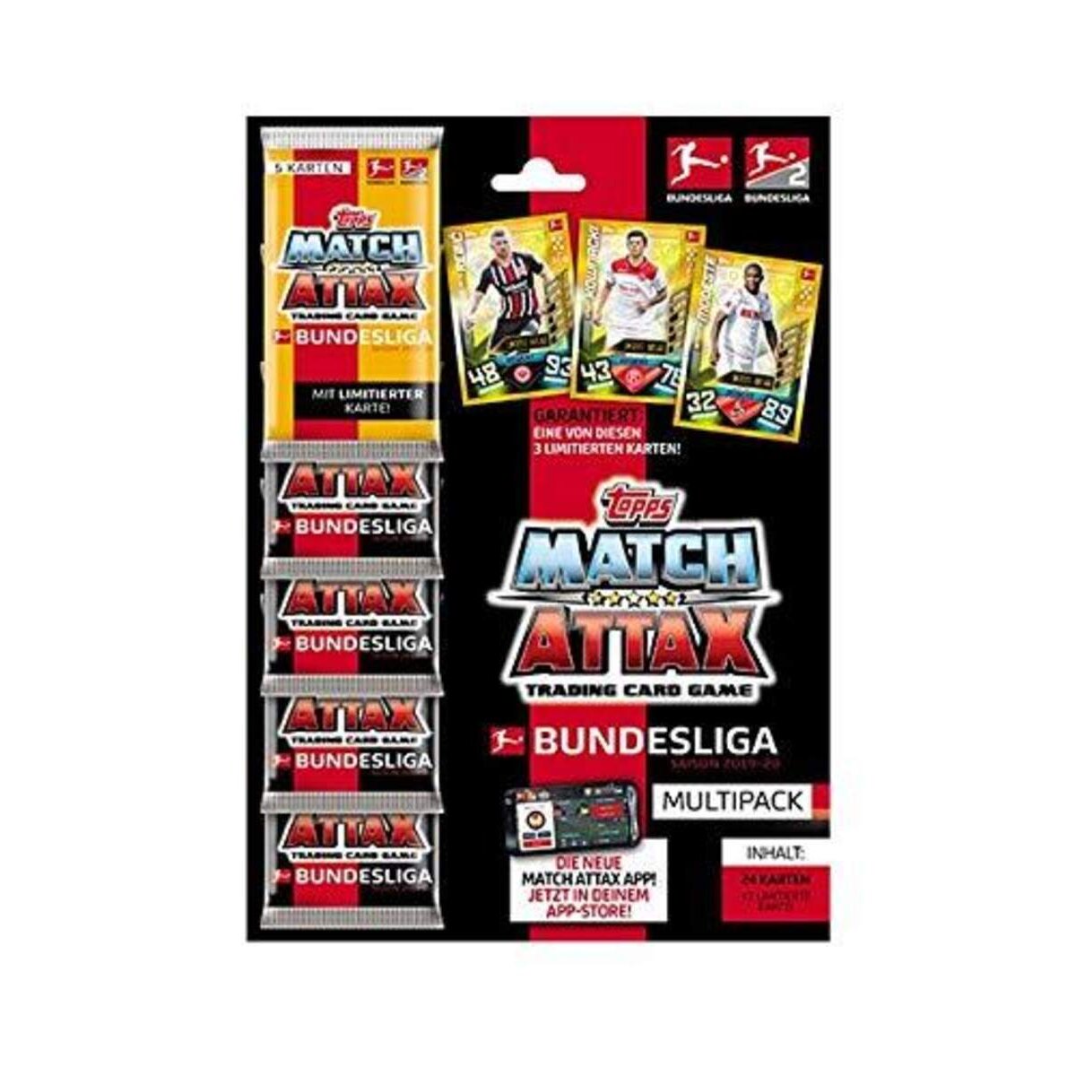 Topps Match Attax Sammelkarten Saison 2019/20, Multipack mit 24 Basis Karten und einer limitierten Karte