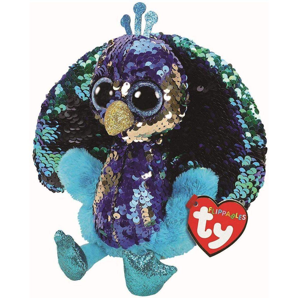 ty Beanie Boo Flippables Pfau Tyson, ca. 15 cm, mit Wendepailetten