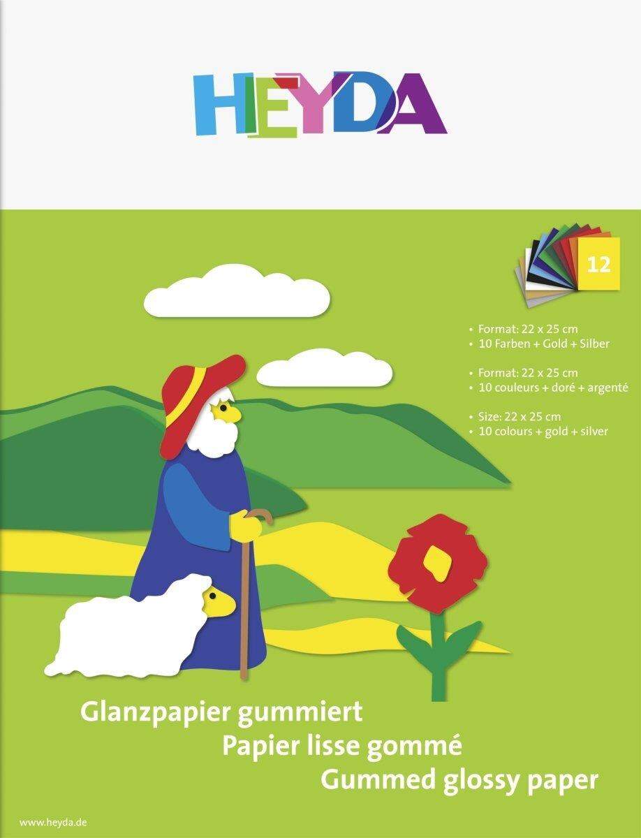 Heyda Glanzpapier, ca. 22 x 25cm, 80g, 12 Blatt