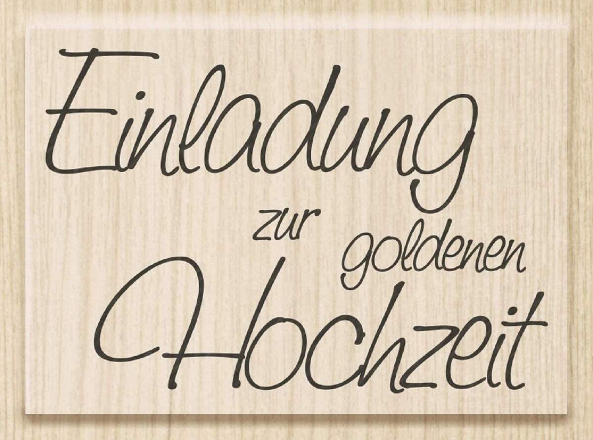 Knorr Prandell Stempel aus Holz (Einladung) 6 x 4,2 cm , Motiv: Einladung zur goldenen Hochzeit