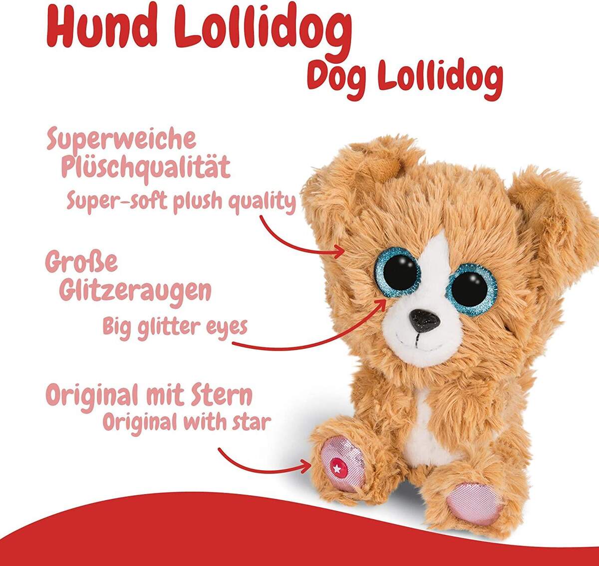 NICI Glubschis Kuscheltier Hund Lollidog 15 cm