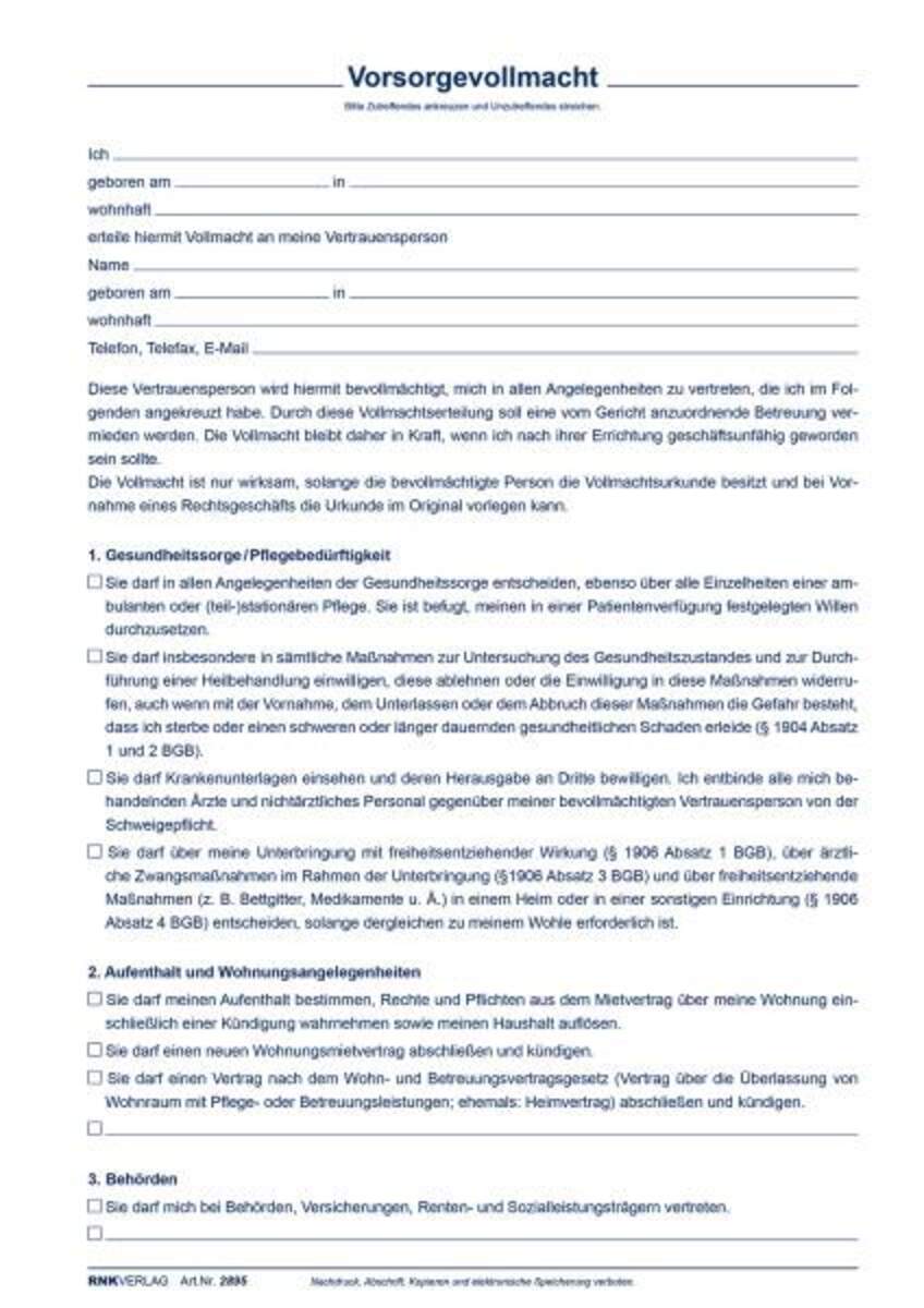 RNK Verlag Verlag Meine Patientenverfügung für 2 Personen