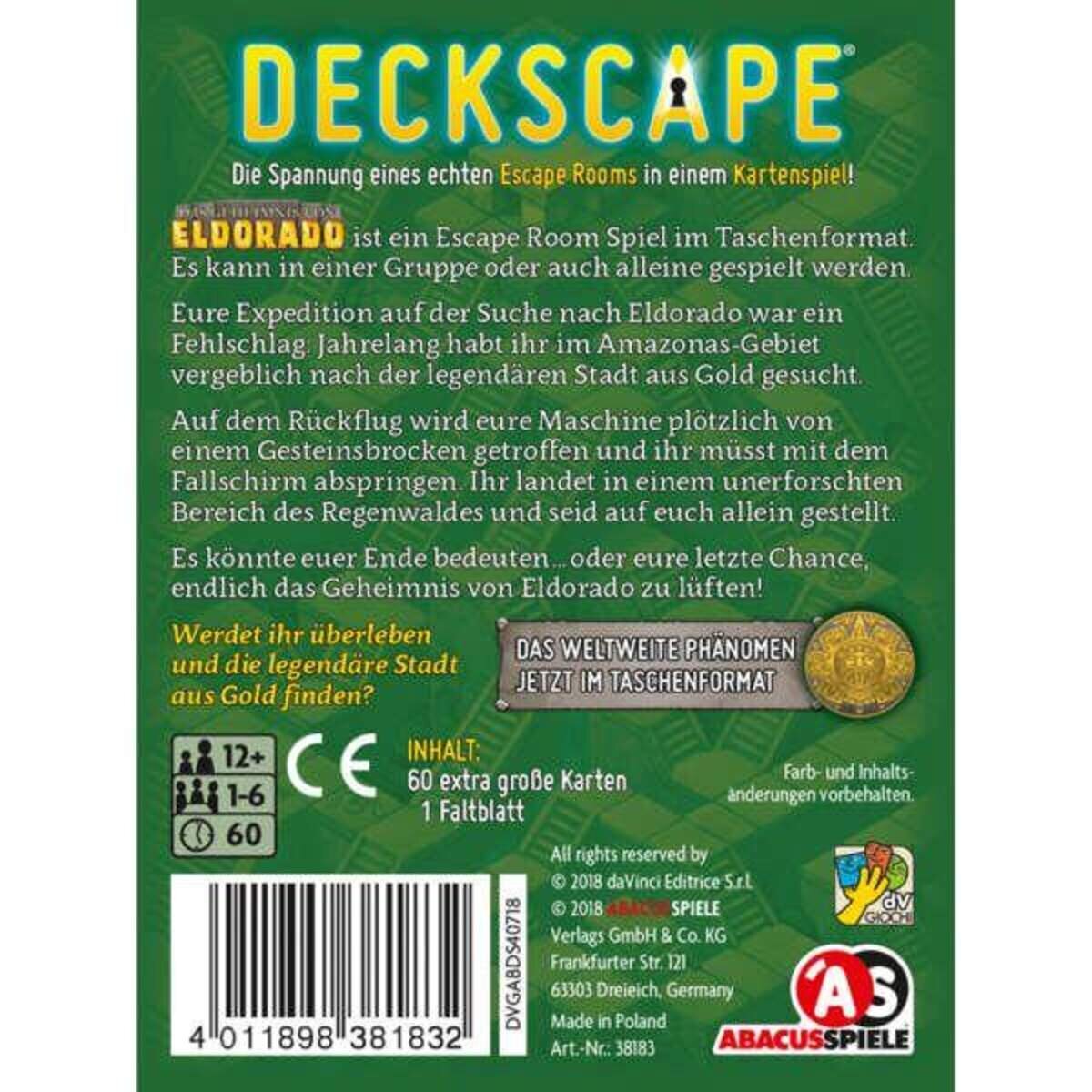 Asmodee Abacusspiele Deckscape Das Geheimnis von Eldorado