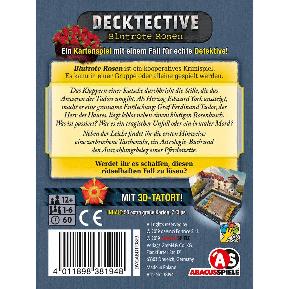 Asmodee Abacusspiele Decktective – Blutrote Rosen
