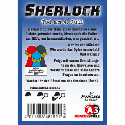 Asmodee Abacusspiele Sherlock Tod am 4. Juli