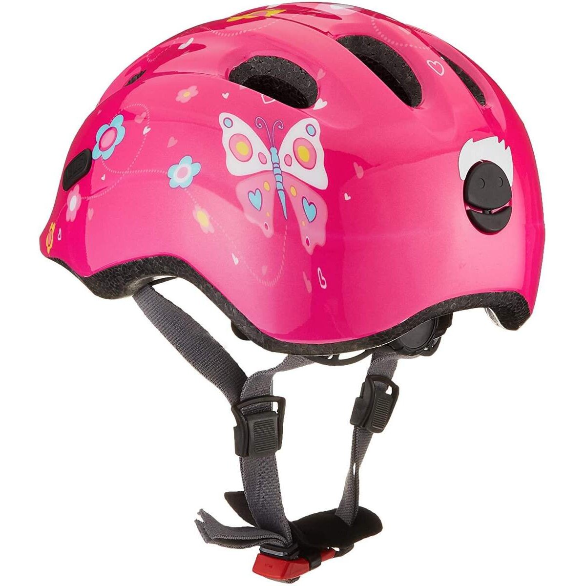 ABUS Smiley 2.0 Kinderhelm - Robuster Fahrradhelm, pink butterfly, 45 - 50 cm