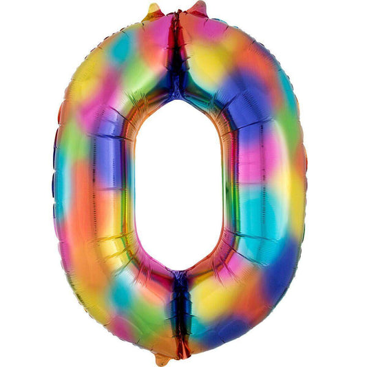 amscan Folienballon SuperShape Zahl "0" Rainbow Splash