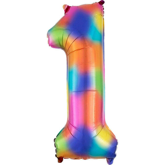 amscan Folienballon SuperShape Zahl "1" Rainbow Splash