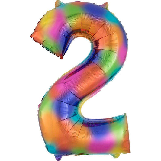 amscan Folienballon SuperShape Zahl "2" Rainbow Splash