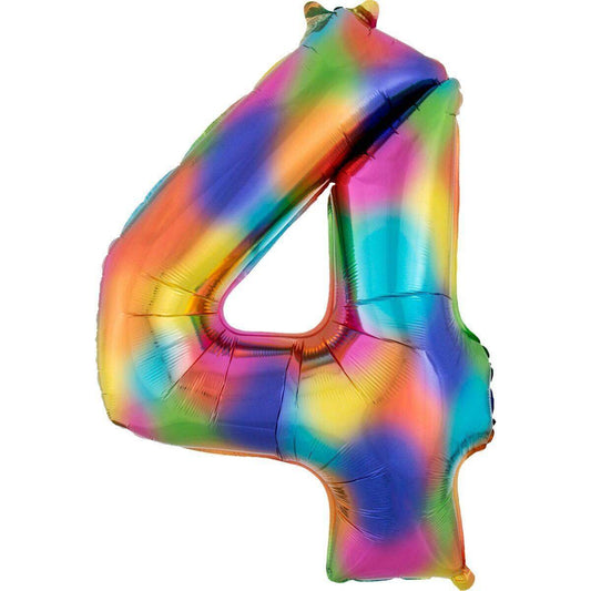 amscan Folienballon SuperShape Zahl "4" Rainbow Splash