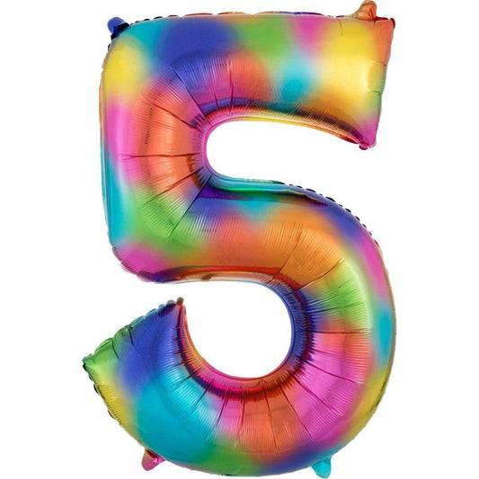 amscan Folienballon SuperShape Zahl "5" Rainbow Splash