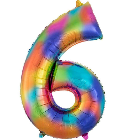 amscan Folienballon SuperShape Zahl "6" Rainbow Splash