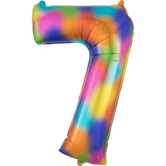 amscan Folienballon SuperShape Zahl "7" Rainbow Splash