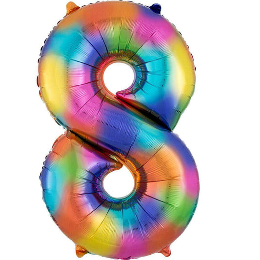 amscan Folienballon SuperShape Zahl "8" Rainbow Splash