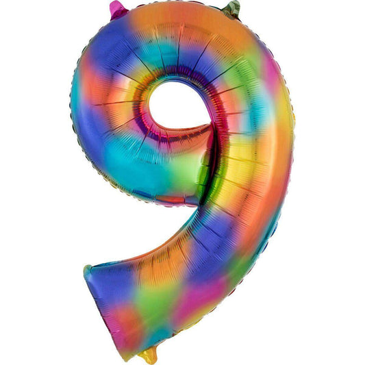 amscan Folienballon SuperShape Zahl "9" Rainbow Splash