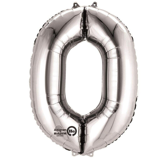 amscan Folienballon Zahl 0, silber, ca. 86cm