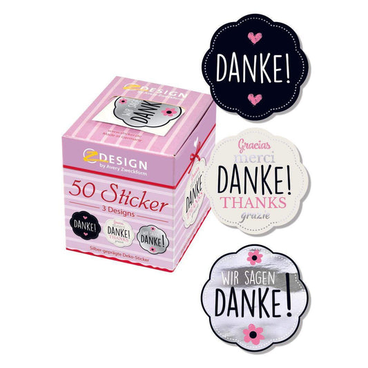 Avery Zweckform Z-Design 56856, Sticker auf Rolle, Danke, 50 Aufkleber