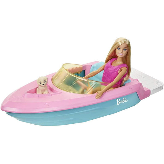 Barbie Boot-Spielset mit Puppe inkl. Haustier Hündchen und Zubehör