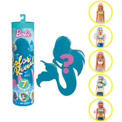 Barbie Color Reveal Meerjungfrau-Puppe mit 7 Überraschungen