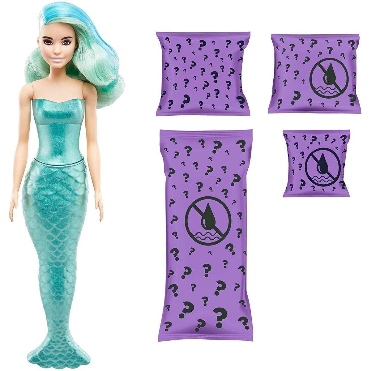 Barbie Color Reveal Meerjungfrau-Puppe mit 7 Überraschungen