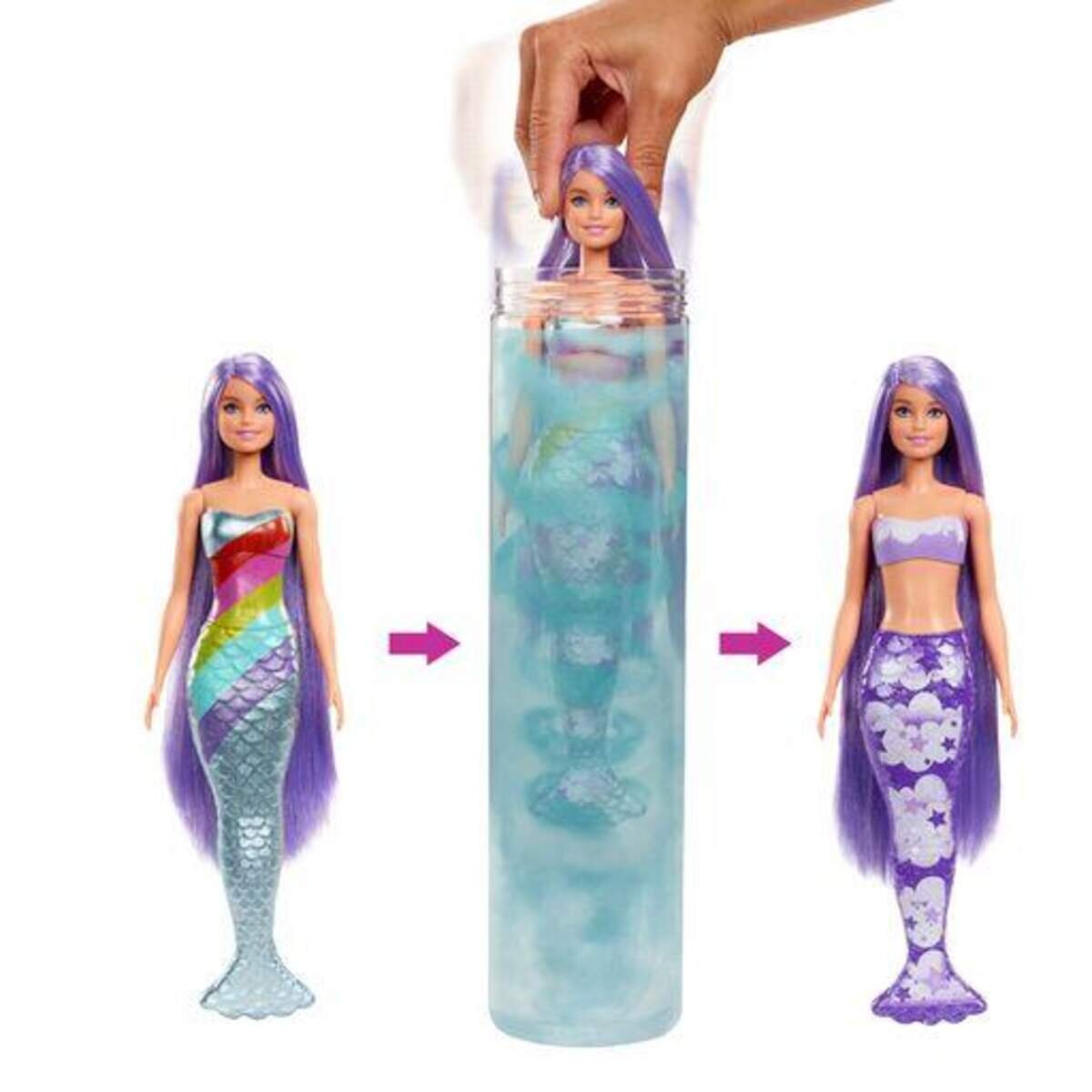 Barbie Color Reveal Puppe Meerjungfrau, Farbwechsel, Anziehpuppe