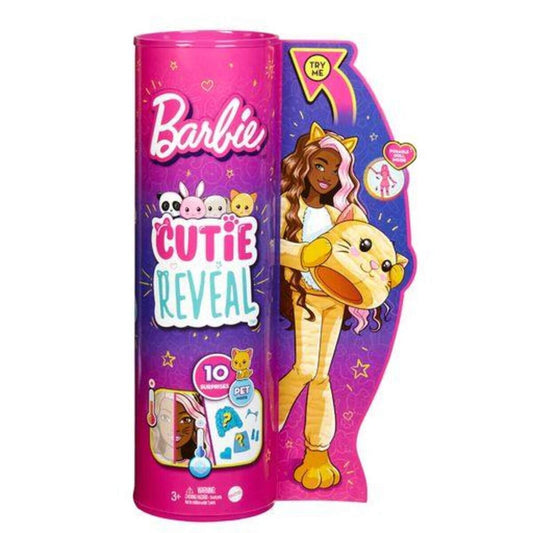 Barbie Cutie Reveal Puppe mit Kätzchen-Plüschkostüm und 10 Überraschungen