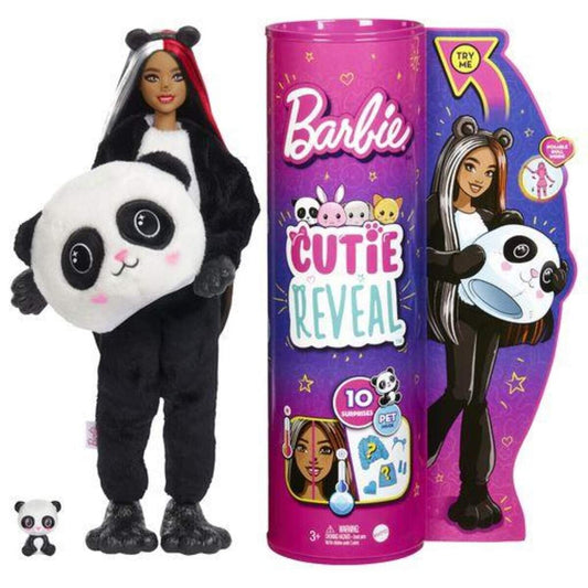 Barbie Cutie Reveal Puppe mit Panda-Plüschkostüm und 10 Überraschungen