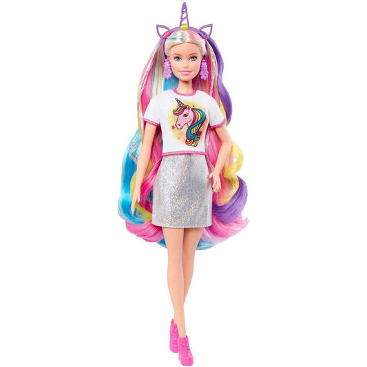 Barbie Fantasie-Haar Puppe (blond), Meerjungfrau- und Einhorn-Look, Anziehpuppe