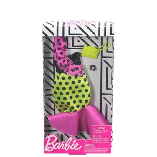 Barbie Fashion Set Grünes Kleid mit Punkten inklusive Armband und Handtasche