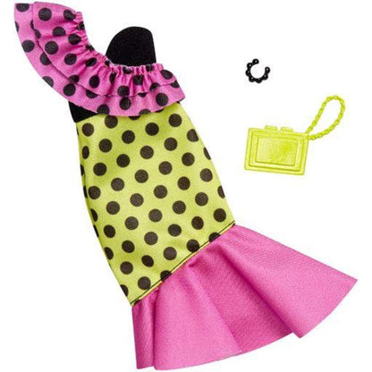 Barbie Fashion Set Grünes Kleid mit Punkten inklusive Armband und Handtasche