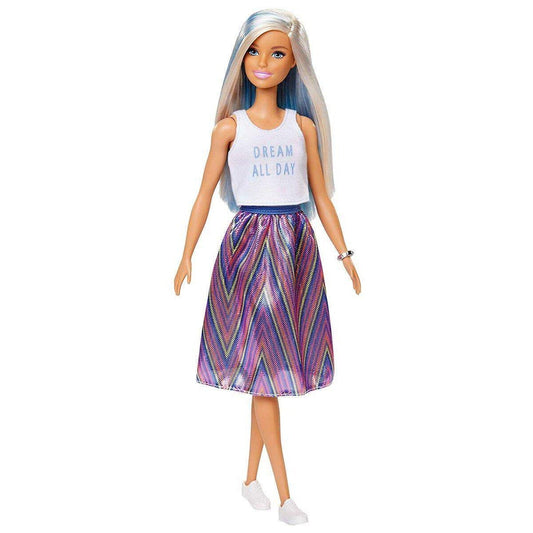 Barbie Fashionista Grafikstil Rock, blond-blaue Haare