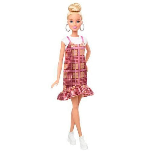 Barbie Fashionistas Puppe (blond) mit rosa Kleid, Anziehpuppe, Modepuppe