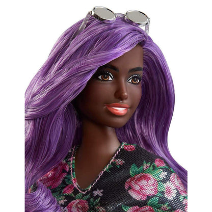Barbie Fashionistas Puppe im Blumenoutfit mit lila Haare