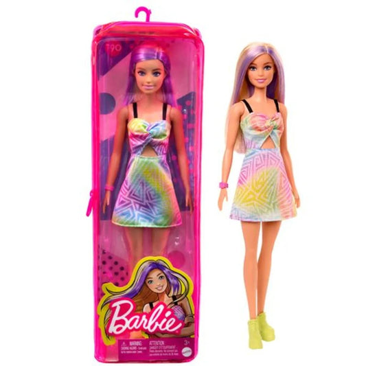 Barbie Fashionistas Puppe im Freizeitkleid, violette Strähnen
