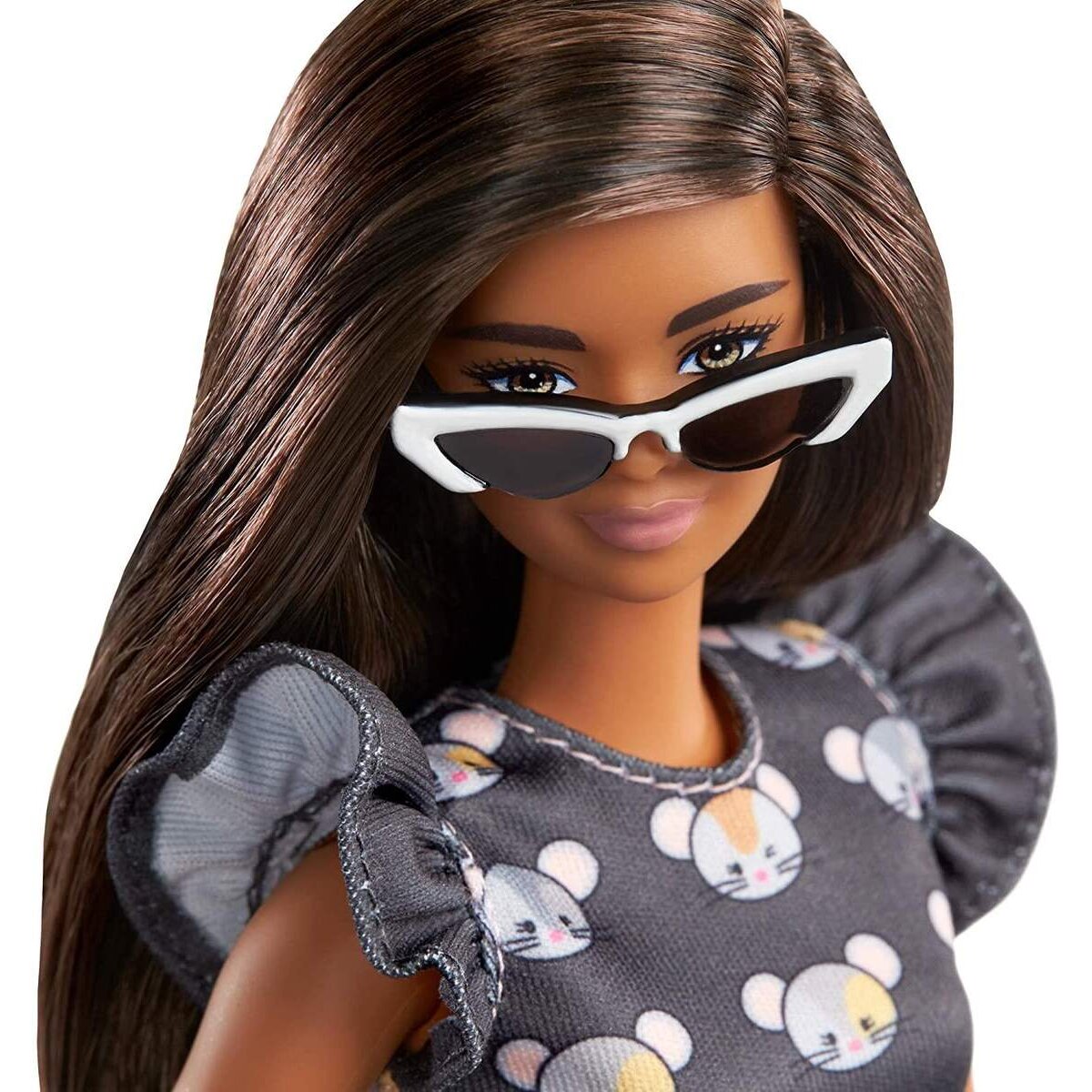 Barbie Fashionistas Puppe im grauen Kleid mit Mausaufdruck