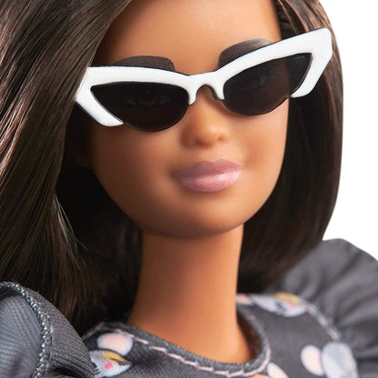 Barbie Fashionistas Puppe im grauen Kleid mit Mausaufdruck