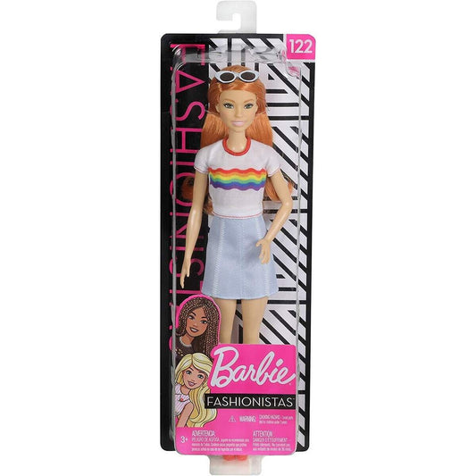 Barbie Fashionistas Puppe im Regenbogen T-Shirt