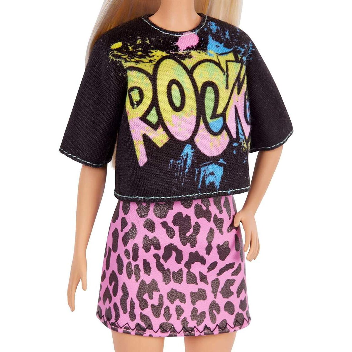 Barbie Fashionistas Puppe im rockigen T-Shirt und Rock, Anziehpuppe