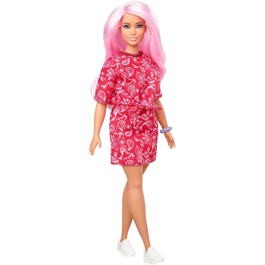 Barbie Fashionistas Puppe (pinkhaarig) mit Bandanakleid