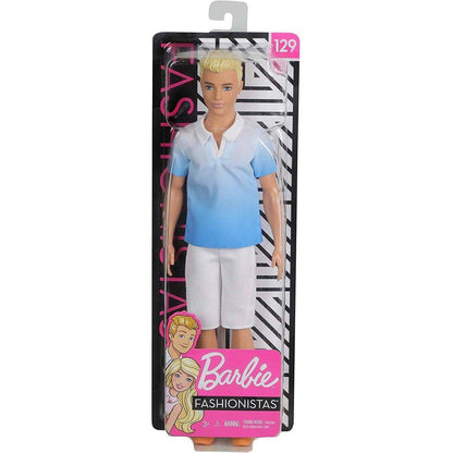 Barbie Ken Fashionistas Puppe im weiß-blauen Poloshirt