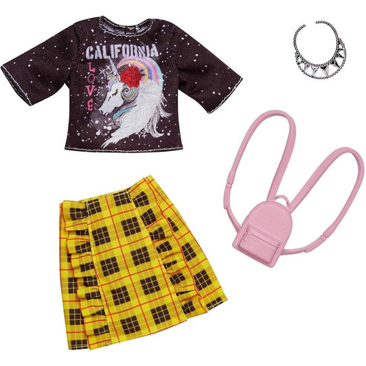 Barbie Outfit Set California Shirt mit Rock und Rucksack