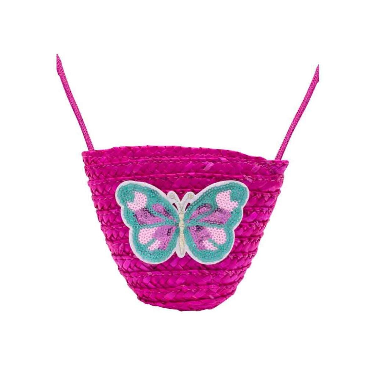 bb Klostermann Basttasche Schmetterling fuchsia