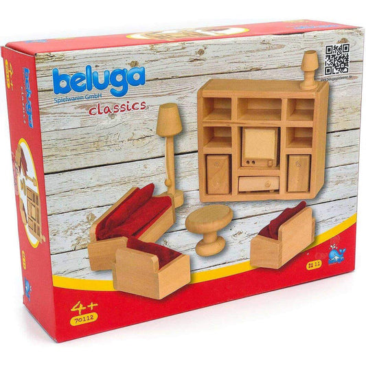 Beluga Puppenhausmöbel für das Wohnzimmer, 11 Teile