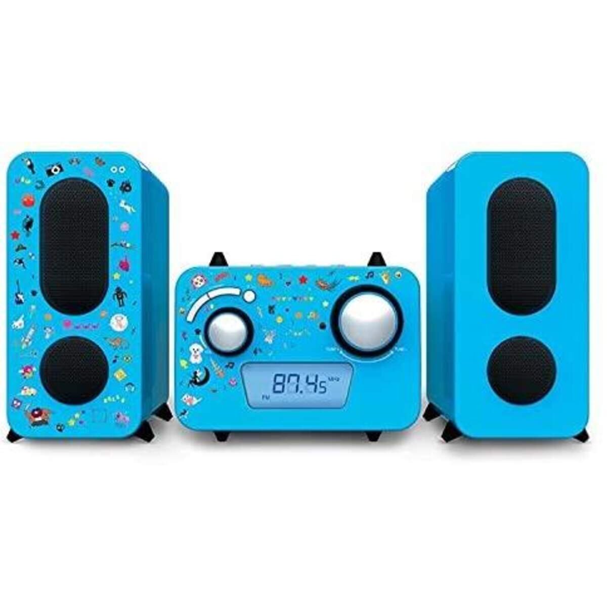 Bigben Stereo Music Center MCD11 - Kids mit 5 Aufkleber-Bögen, Blau