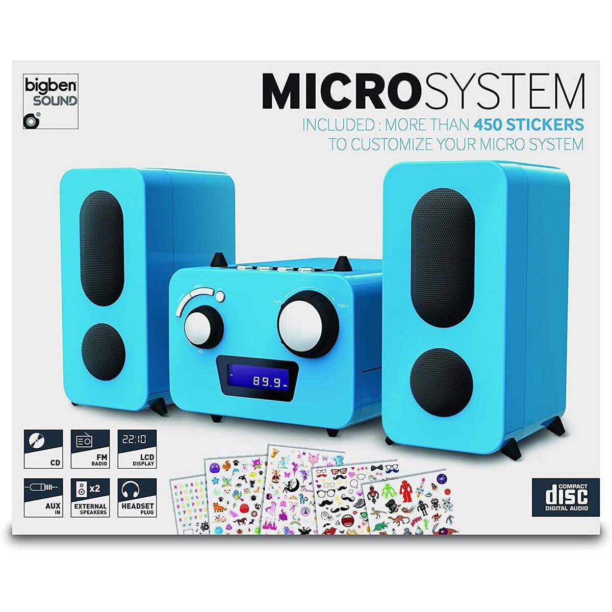 Bigben Stereo Music Center MCD11 - Kids mit 5 Aufkleber-Bögen, Blau