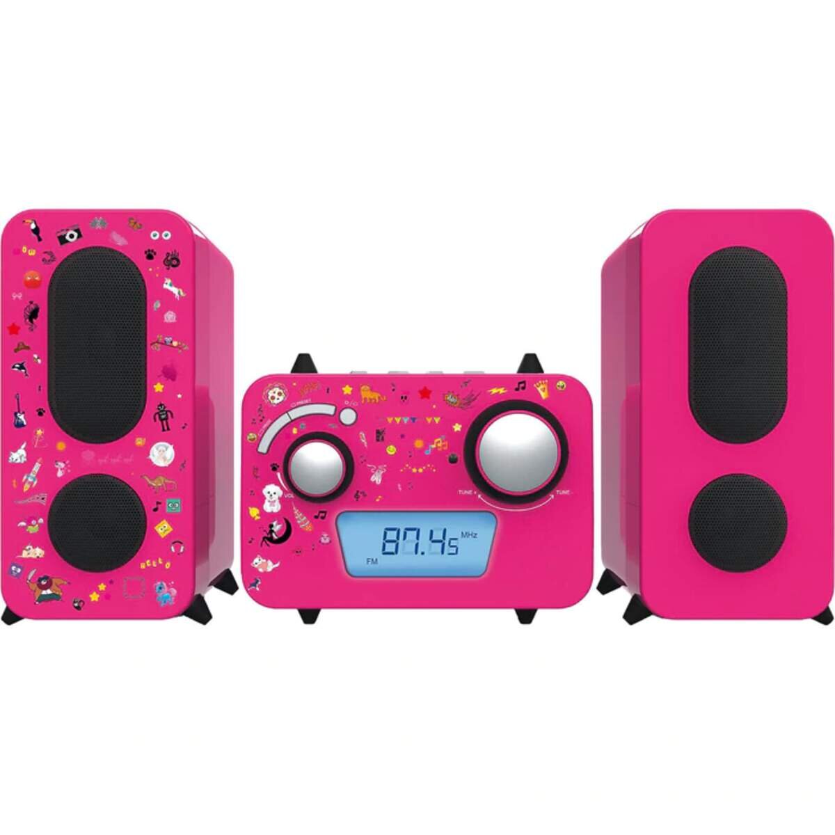 Bigben Stereo Music Center MCD11 - Kids mit 5 Aufkleber-Bögen, Pink
