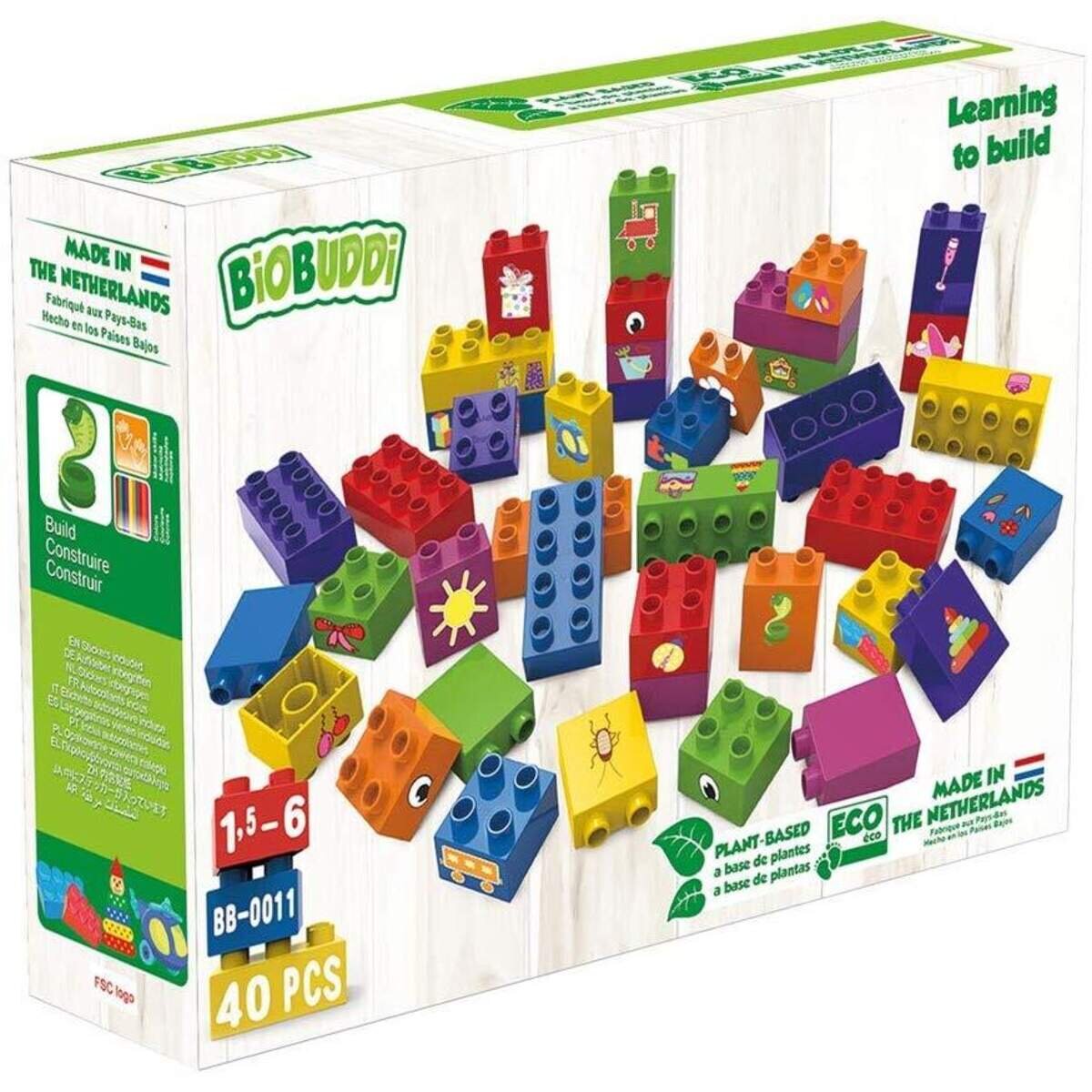 BiOBUDDi Bausteine Set, 40 Klemmbausteine