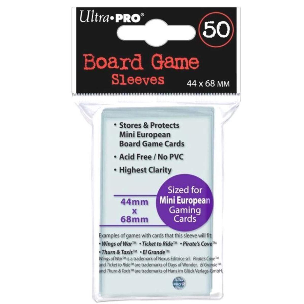 Board Game Sleeves 44x68mm (50)