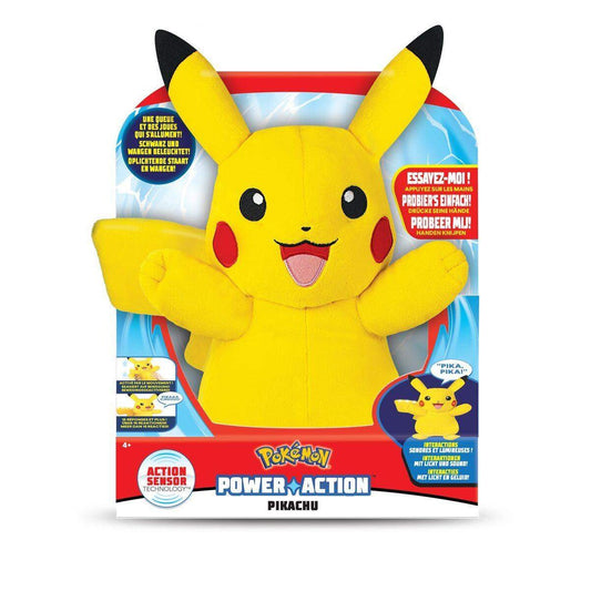 Boti Pokemon Plüschfigur Pikachu Power Action mit Sound- und Lichtfunktion, ca. 25 cm